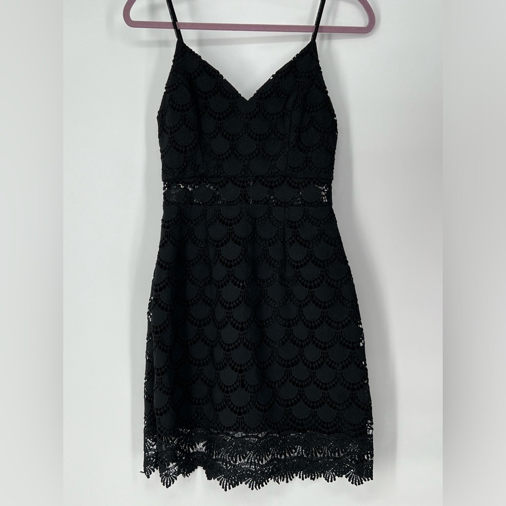 AQUA‎ LITTLE BLACK LACE DRESS WITH LINGERIE ADJUSTABLE STRAPS ZIPPERS DOWN BACK